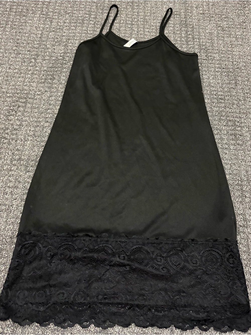 Black Lace-Trim Slip Dress by